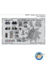 Eduard: Detail 1/72 scale - Grumman F6F Hellcat Mk I - full colour photo-etched parts - for Eduard reference 7437 image