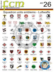 <a href="https://www.aeronautiko.com/product_info.php?products_id=51310">1 &times; FCM Decals: Marking / livery 1/48 scale - Squadron units emblems Luftwaffe WWII - water slide decals - for all kits</a>