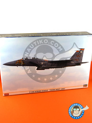Hasegawa: Airplane kit 1/48 scale - McDonnell Douglas F-15 Eagle E - USAF (US2); USAF (US7) - 14th Wing Spanish Air Force, Turkey Shoot training mission 2005 and 2012 - photo-etched parts, plastic parts, water slide decals and assembly instructions image