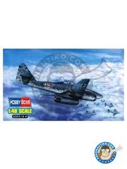 <a href="https://www.aeronautiko.com/product_info.php?products_id=42943">1 &times; Hobby Boss: Maqueta de avin escala 1/48 - Messerschmitt Me 262 Schwalbe A-1b - piezas de plstico, calcas de agua y manual de instrucciones</a>