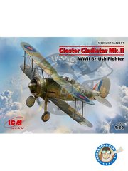 ICM: Airplane kit 1/32 scale - Gloster Gladiator Mk.II - plastic parts, water slide decals and assembly instructions