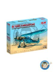 <a href="https://www.aeronautiko.com/product_info.php?products_id=51952">1 &times; ICM: Airplane kit 1/48 scale - Hs 126A-1 with bomb rack -  (ES4) +  (ES4) - plastic parts, water slide decals and assembly instructions</a>