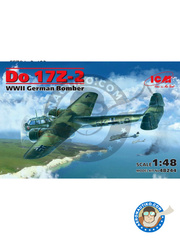 ICM: Airplane kit 1/48 scale - Dornier Do 17 Fliegender Bleistift Z-2 - Luftwaffe (DE2) 1940, 1941 and 1942 - plastic parts, water slide decals and assembly instructions image