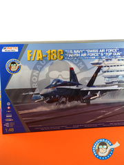 Kinetic Model Kits: Airplane kit 1/48 scale - McDonnell Douglas F/A-18 Hornet C - Swiss Air Force (CH0); US Navy (US1); US Navy (US0) - photo-etched parts, plastic parts, water slide decals and assembly instructions image