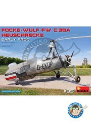 <a href="https://www.aeronautiko.com/product_info.php?products_id=51632">2 &times; Miniart: Airplane kit 1/35 scale - Focke-Wulf Fw 30 Heuschrecke - photo-etched parts, plastic parts, water slide decals and assembly instructions</a>