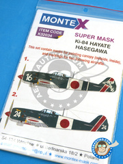 Montex Mask: Masks 1/32 scale - Nakajima Ki-84 Hayate - Nakatsu, Japan, Spring 1945 (JP0) - Japan 1945 - paint masks, placement instructions and painting instructions - for Hasegawa kits image