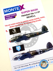 Montex Mask: Masks 1/32 scale - Heinkel He 111 P - September 1939. (DE2); August 1939. (DE2) 1939 - paint masks, water slide decals, placement instructions and painting instructions - for Revell kits image