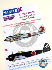 Montex Mask: Masks 1/48 scale - Nakajima Ki-43 Hayabusa Oscar II - July 1945 (JP0); February 1945 (JP0) - Japan 1945 - paint masks, placement instructions and painting instructions - for Hasegawa kit image