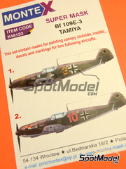 <a href="https://www.aeronautiko.com/product_info.php?products_id=32489">2 &times; Montex Mask: Mscaras escala 1/48 - Messerschmitt Bf 109 E-3 - para la referencia de Eduard ED84165</a>