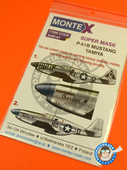 Montex Mask: Masks 1/48 scale - North American P-51 Mustang B - USAF (US7) 1945 - paint masks and painting instructions - for Tamiya kits image