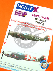 <a href="https://www.aeronautiko.com/product_info.php?products_id=32452">1 &times; Montex Mask: Mscaras escala 1/48 - Messerschmitt Bf 109 E-3 - para la referencia de Eduard ED84165</a>