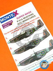Montex Mask: Masks 1/48 scale - North American P-51 Mustang A - 1943 (GB4); June 1943 (GB4); July 1942 (GB4) - paint masks and painting instructions - for Accurate Miniatures kit