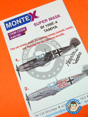 <a href="https://www.aeronautiko.com/product_info.php?products_id=32410">1 &times; Montex Mask: Mscaras escala 1/48 - Messerschmitt Bf 109 E-4 - mscaras de pintura e instrucciones de pintado - para kit de Tamiya</a>