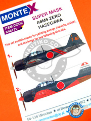 <a href="https://www.aeronautiko.com/product_info.php?products_id=32883">1 &times; Montex Mask: Masks 1/48 scale - Mitsubishi A6M Zero 5 - paint masks and painting instructions - for Hasegawa kit</a>