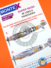 <a href="https://www.aeronautiko.com/product_info.php?products_id=32449">1 &times; Montex Mask: Mscaras escala 1/48 - Messerschmitt Bf 109 G-6 - mscaras de pintura e instrucciones de pintado - para kit de Hasegawa</a>