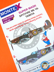 <a href="https://www.aeronautiko.com/product_info.php?products_id=33678">1 &times; Montex Mask: Mscaras escala 1/48 - Supermarine Spitfire Mk. Vb - mscaras de pintura e instrucciones de pintado - para kits de Tamiya</a>