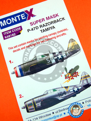 <a href="https://www.aeronautiko.com/product_info.php?products_id=33436">1 &times; Montex Mask: Masks 1/48 scale - Republic P-47 Thunderbolt D Razorback - for Tamiya reference TAM61086</a>