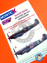 Montex Mask: Masks 1/48 scale - Supermarine Spitfire Mk. VIII - paint masks and painting instructions - for Hasegawa kit