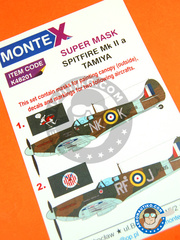 Montex Mask: Masks 1/48 scale - Supermarine Spitfire Mk. IIa  - paint masks, water slide decals and painting instructions - for Tamiya kit