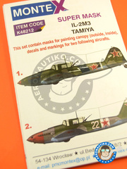 Montex Mask: Marking / livery 1/48 scale - Ilyushin IL-2 Shturmovik IL-2M3 - Russian Air Force (RU2) 1945 - masks, decal - for Tamiya reference TAM61113 image
