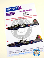 Montex Mask: Masks 1/48 scale - Ilyushin IL-2 Shturmovik IL-2M3 - Russian Air Force (RU2) 1945 - paint masks, water slide decals and painting instructions - for Tamiya kits image