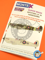Montex Mask: Masks 1/48 scale - Supermarine Spitfire Mk IX - (GB4); RAF (GB4) 1944 and 1945 - paint masks, water slide decals and painting instructions - for Hasegawa reference 09079 image