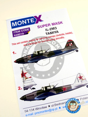 Montex Mask: Masks 1/48 scale - Ilyushin IL-2 Shturmovik IL-2M3 - Polish Air Force (PL1); Russian Air Force (RU2) 1944 and 1945 - paint masks, water slide decals and painting instructions - for Tamiya kits image