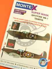 Montex Mask: Masks 1/48 scale - Supermarine Spitfire Mk. I - RAF (GB0) 1940 - for Tamiya kit image