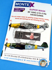 Montex Mask: Masks 1/48 scale - Messerschmitt Bf 109 G-2 - Finnish Air Force (FI1); September 1940 (DE2) 1942 and 1944 - for Hobby Boss reference 81750 image