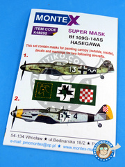 Montex Mask: Masks 1/48 scale - Messerschmitt Bf 109 G-14AS - September 1940 (DE2); Luftwaffe (DE2) 1945 - paint masks, water slide decals and painting instructions - for Hasegawa kit image