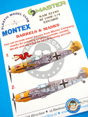 <a href="https://www.aeronautiko.com/product_info.php?products_id=32468">1 &times; Montex Mask: Mscaras escala 1/32 - Messerschmitt Bf 109 E-1/4 - late Autumn 1940 (DE2); September 1940 (DE2) - Luftwaffe - mscaras de pintura, calcas de agua, instrucciones de colocacin e instrucciones de pintado y caones de metal torneado - para kit de Eduard</a>