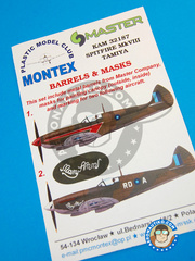 <a href="https://www.aeronautiko.com/product_info.php?products_id=33719">1 &times; Montex Mask: Masks 1/32 scale - Supermarine Spitfire Mk. VIII - India, April - November 1944 (GB5); Burma, January 1945 (GB5) - different locations - paint masks and painting instructions, metal barrels - for Tamiya kit</a>