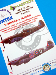 <a href="https://www.aeronautiko.com/product_info.php?products_id=33720">1 &times; Montex Mask: Masks 1/32 scale - Supermarine Spitfire Mk. VIII - January 1944 (GB5); Treviso, Italy, 1946 (GB4) - RAF - metal barrels, paint masks and placement instructions - for Tamiya kit</a>