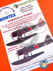 <a href="https://www.aeronautiko.com/product_info.php?products_id=32885">1 &times; Montex Mask: Masks 1/48 scale - Mitsubishi A6M Zero 2 Rufe -  (JP0) - Japan - paint masks and placement instructions and metal barrels - for Hasegawa kit</a>