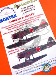Montex Mask: Masks 1/48 scale - Mitsubishi A6M Zero 2 Rufe -  (JP0) - Japan - paint masks and placement instructions and metal barrels - for Hasegawa kit