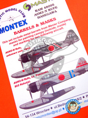 <a href="https://www.aeronautiko.com/product_info.php?products_id=32886">1 &times; Montex Mask: Masks 1/48 scale - Mitsubishi A6M Zero 2 Rufe - 1943 (JP0);  (JP0) - Japan - paint masks, placement instructions, painting instructions and metal barrels - for Hasegawa kit</a>