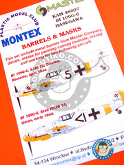 Montex Mask: Masks 1/48 scale - Messerschmitt Bf 109 G-6 - paint masks, turned metal parts, water slide decals and painting instructions - for Hasegawa kit