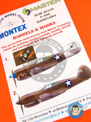 <a href="https://www.aeronautiko.com/product_info.php?products_id=31201">1 &times; Montex Mask: Masks 1/48 scale - Curtiss P-40 Warhawk E - barrels in metal and masks - for Hasegawa kit</a>