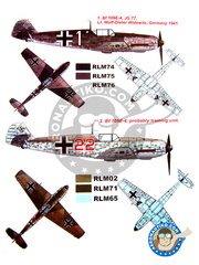 Montex Mask: Masks 1/48 scale - Messerschmitt Bf 109 E-4 - paint masks, turned metal parts and painting instructions - for Tamiya kit
