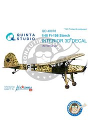 <a href="https://www.aeronautiko.com/product_info.php?products_id=52202">1 &times; QUINTA STUDIO: Calcas de agua escala 1/48 - Fi-156 "Storch" Interior 3D Decal  - piezas impresas en 3D, calcas de agua e instrucciones de colocacin - para kit de Tamiya</a>