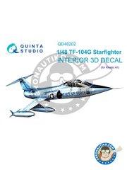 <a href="https://www.aeronautiko.com/product_info.php?products_id=52182">2 &times; QUINTA STUDIO: Detail up set 1/48 scale - TF-104G 3D-Printed & coloured Interior on decal paper - 3D printed parts, resin parts, water slide decals and placement instructions - for Kinetic kit</a>