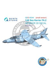 <a href="https://www.aeronautiko.com/product_info.php?products_id=52207">2 &times; QUINTA STUDIO: Detail up set 1/48 scale - Sea Harrier FA.2  - Interior 3D decal - 3D printed parts, resin parts and placement instructions - for Kinetic kit</a>