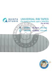 <a href="https://www.aeronautiko.com/product_info.php?products_id=52188">2 &times; QUINTA STUDIO: Detail 1/48 scale - Universal rib tapes, type A. WWII Era  - water slide decals and placement instructions - for all kits</a>