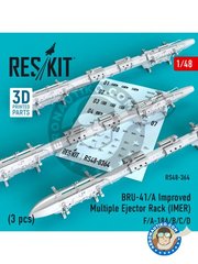 <a href="https://www.aeronautiko.com/product_info.php?products_id=52211">2 &times; RESKIT: Multiple ejector rack 1/48 scale - BRU-41/A Improved Multiple Ejector Rack (IMER)  - 3D printed parts, resin parts and placement instructions - for for F/A-18A/B/C/D kits</a>