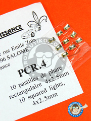 <a href="https://www.aeronautiko.com/product_info.php?products_id=2731">1 &times; Renaissance Models: Lights - Square focus white 4 x 2mm  - other materials - 10 units</a>