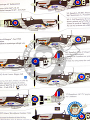 Renaissance Models: Marking / livery 1/48 scale - Supermarine Spitfire Mk Ixb - Biggin Hill, 1943 (GB4); Ford 1944 (GB4); Longues/Mer 1944 (GB4); Biggin Hill, October 1942. (GB4); Merston, June 1944 (GB4); Alsace, Wevelghem, October 1944 (GB4); Cuers, December 1944 (GB4); Décembre 1944 (FR0) 1942, 1943 and 1944 - water slide decals and placement instructions image