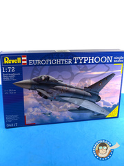 Revell: Airplane kit 1/72 scale - Eurofighter Typhoon Single seater - Luftwaffe (DE2); Austrian Air Force (AT0); RAF (GB2); Aeronautica Militare (IT0); Fuerza Aérea Española del Ala de Caza 11 (ES0) - different locations 2005, 2006 and 2007 - plastic parts, water slide decals and assembly instructions image