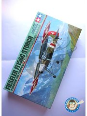 Tamiya: Airplane kit 1/48 scale - Fieseler Fi 156C Storch - Southern Russian, Winter 1942 - 1943 (HU6); Meiringen Air Base/Gauli Glacer, November 1946 (CH1); Meiringer Air Base, November 1944-May 1945 (CH1); Albania 1942 (IT1) - different locations - paint masks, photo-etched parts, plastic parts, water slide decals and assembly instructions