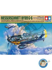 Tamiya: Airplane kit 1/48 scale - Messerschmitt Bf109 G-6 "Gustav" - October 1943 (DE2); December 1943 (DE2); February 1944 (DE2) - Luftwaffe 1943 - paint masks, plastic parts, water slide decals and assembly instructions