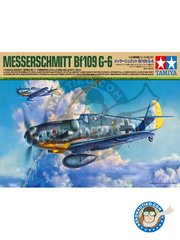 <a href="https://www.aeronautiko.com/product_info.php?products_id=51086">1 &times; Tamiya: Airplane kit 1/48 scale - Messerschmitt Bf109 G-6 "Gustav" - October 1943 (DE2); December 1943 (DE2); February 1944 (DE2) - Luftwaffe 1943 - paint masks, plastic parts, water slide decals and assembly instructions</a>